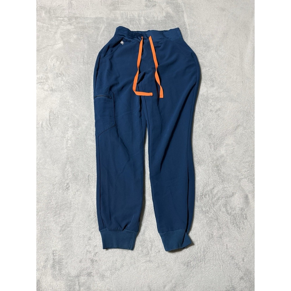 FIGS HW Zamora Womens XS Petite Jogger Scrub Pants Teal Blue Orange Drawstring